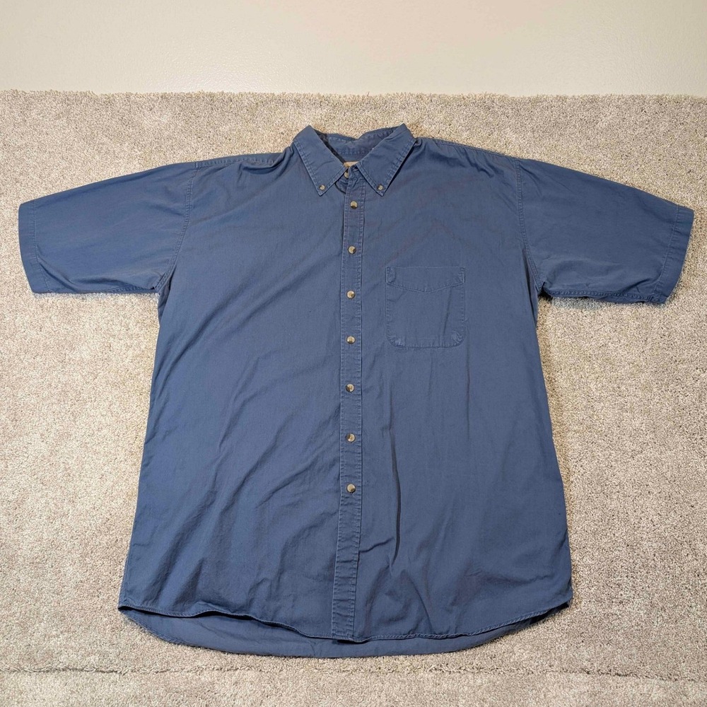 Himalaya Outfitters Mens 2XLT Tall Blue Short Sleeve Button Down Shirt Pocket